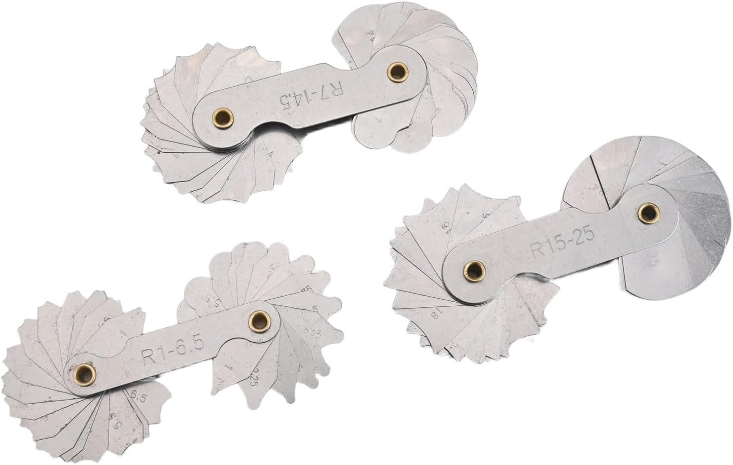 3pcs Steel Radius Fillet Gauge Set Concave and Convex Measurement, R1-25mm Metalworking Inspection Gages Machinists and Tool Makers