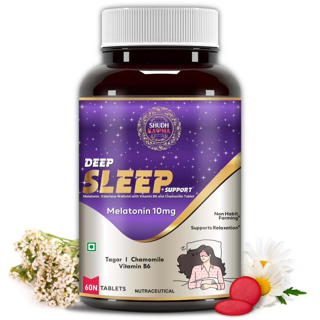 Shudh Kaama Deep Sleep With Melatonin 10mg and Tagar 250mg | Sleeping Aid Pills for Deep And Strong Sleep For Men and Women | Non-Habit Forming & Non-Addictive – 60 Tablets-image-27