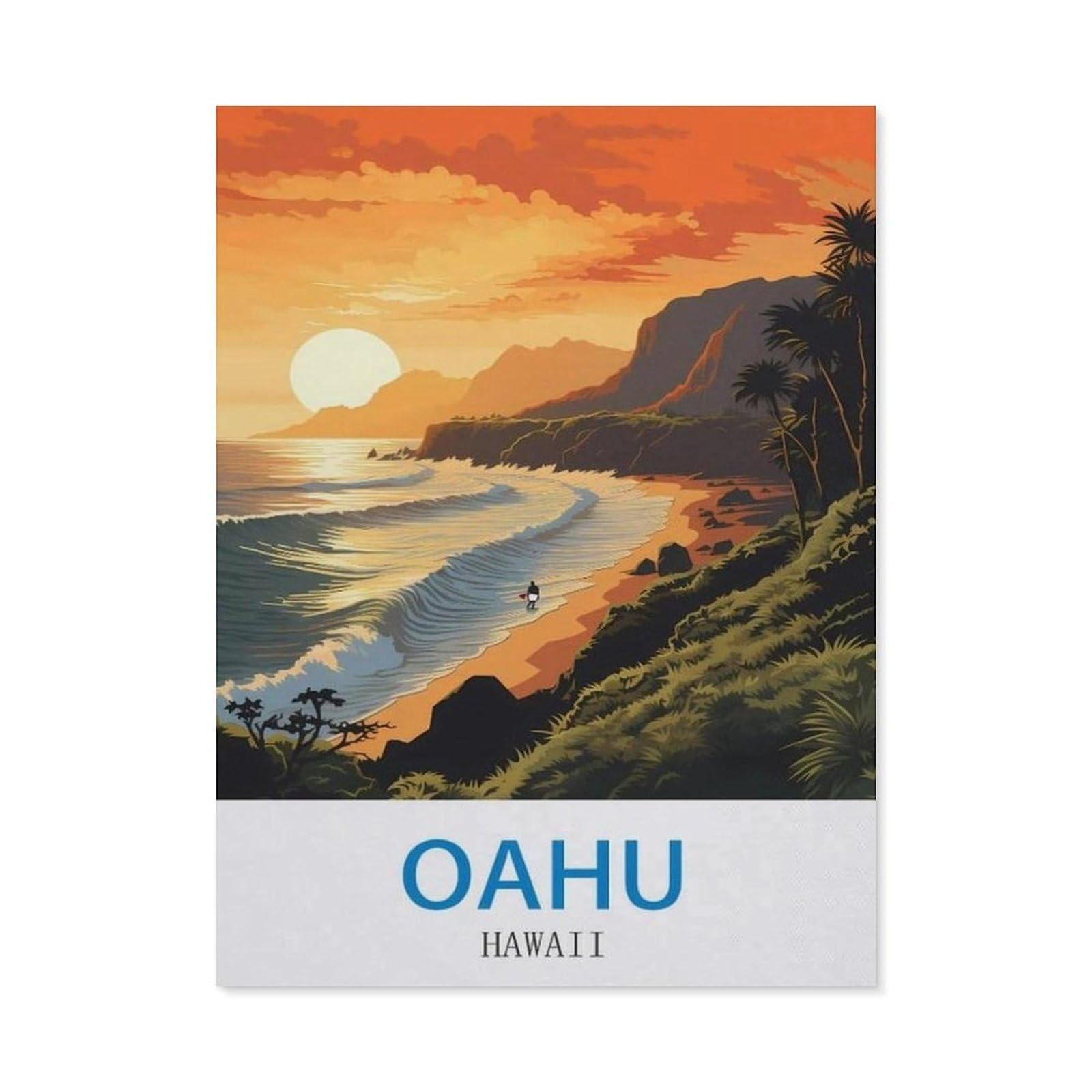 BEAYODKP 5D Diamond Painting，Oahu Hawaii，Diamond Embroidery Cross Stitch（50 x 60 cm/19.68 x 23.62 inches）-CK5