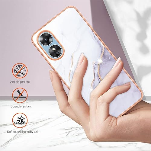 Miniatura 3 de Dinglijia Funda para Oppo A17, TPU suave + patrón de mármol IMD diseño delgado mejorado para cámara y protección de pantalla para niñas y mujeres