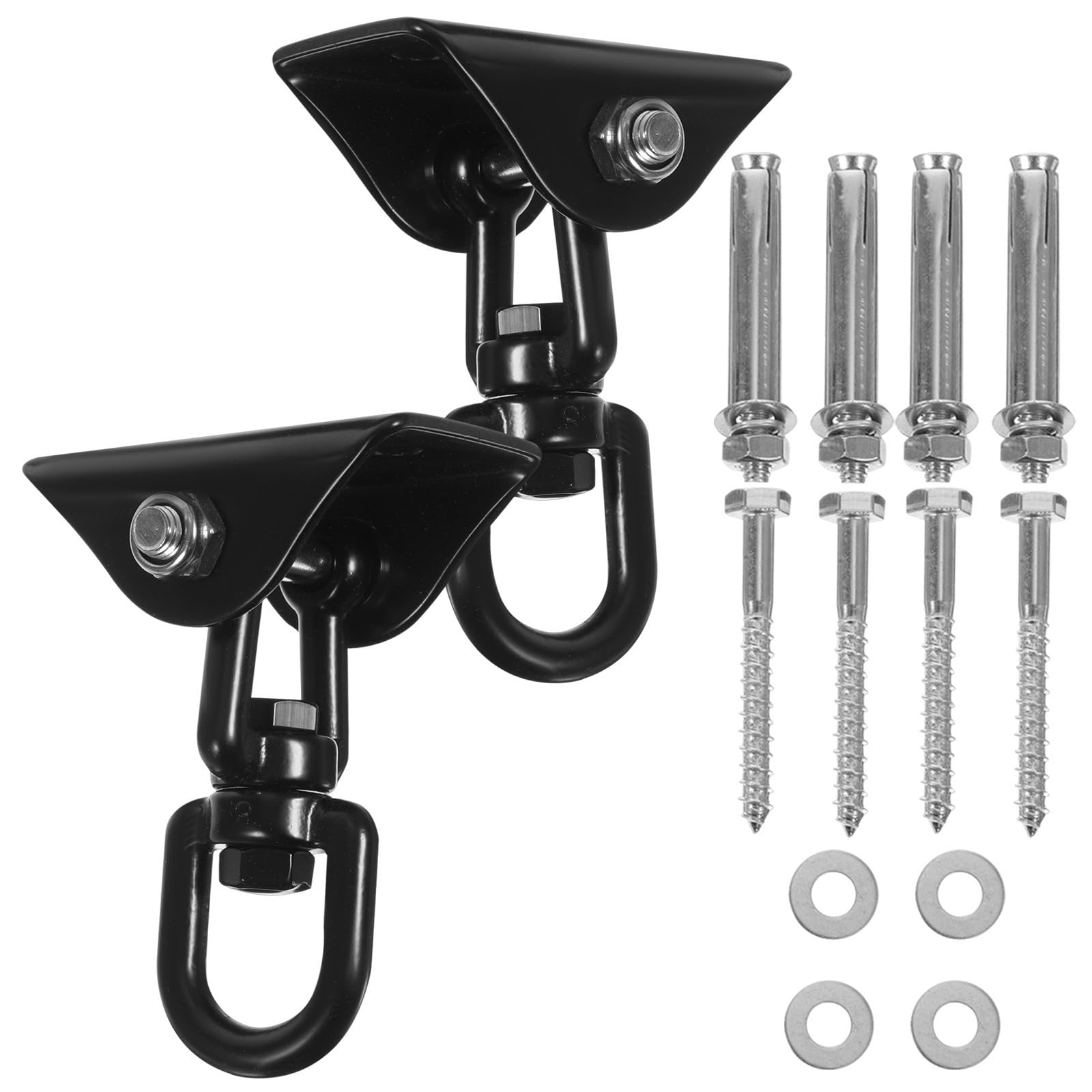 2 Juegos Gancho Colgante de Acero Inoxidable, Gancho para Colgar Herramientas, Negro, 992 LB, para Hamaca y Objetos Pesados, Jardín y Árbol, Fácil Instalación