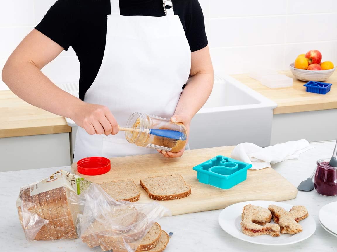 Tovolo Flex-Core Narrow Wood Handled Jar Scraper, Easy Spread & Scoop, Dishwasher Safe, Stratus Blue