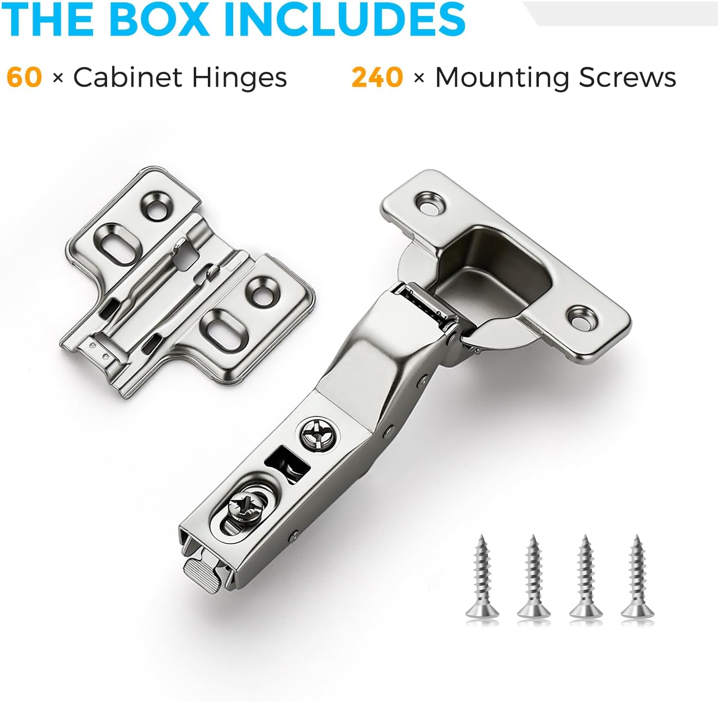 HOME EDIT 30 Pairs 60 Pack European Insert Soft Close Cabinet Hinges Concealed Kitchen Cabinet Hinges Heavy-Duty Frameless Adjustable for Cupboard Hardware