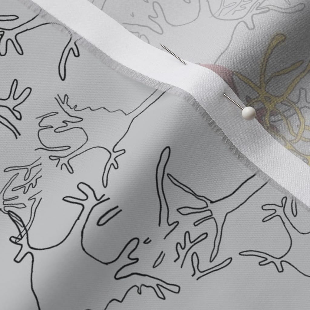 Spoonflower Fabric - Grey Neurons Brain Geek Printed on Organic Cotton Sateen Fabric by The Yard - Sewing Quilting Apparel Home Decor