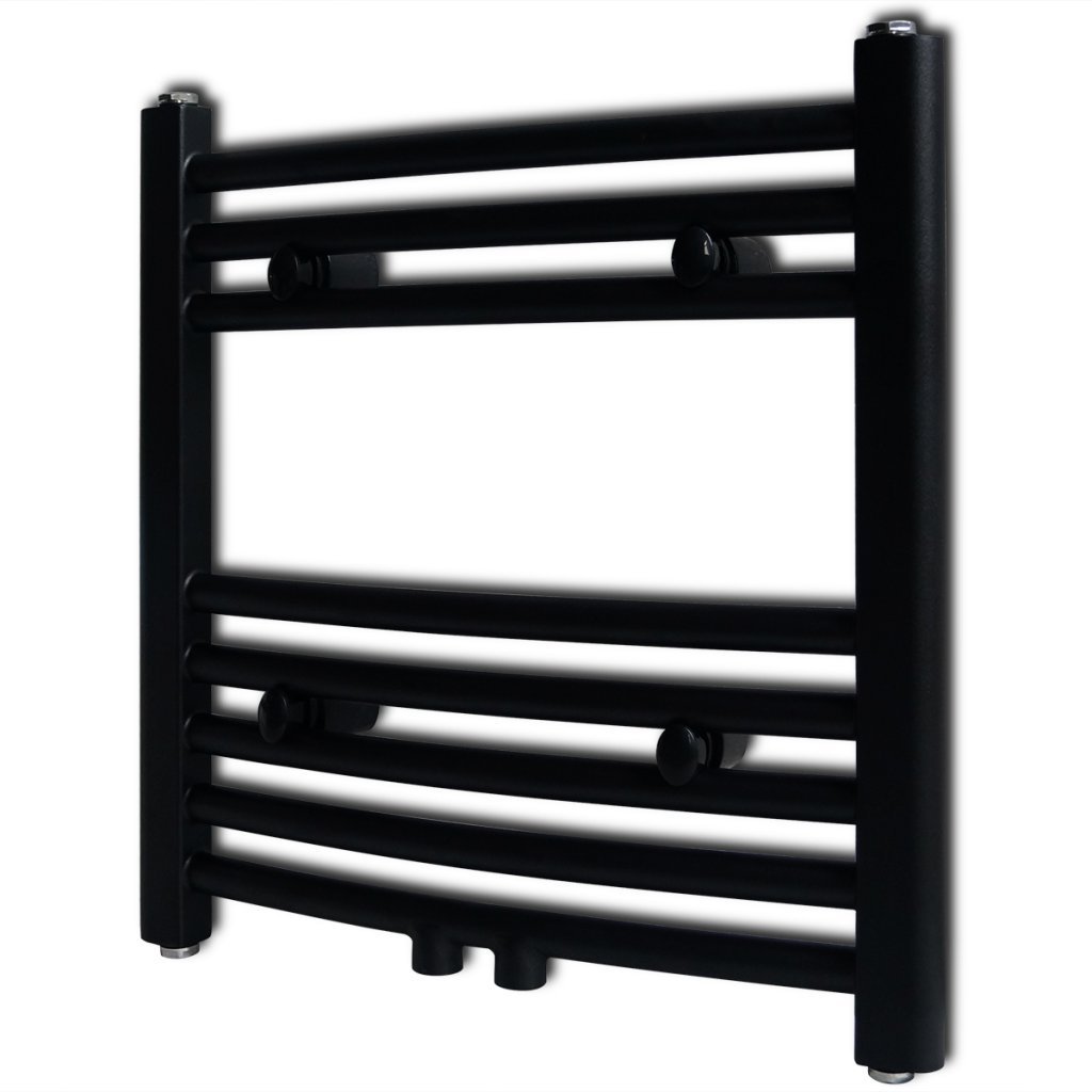 Festnight Radiador Toallero Curvo Calefactor Central de Baño 480 x 480 mm Color Negro
