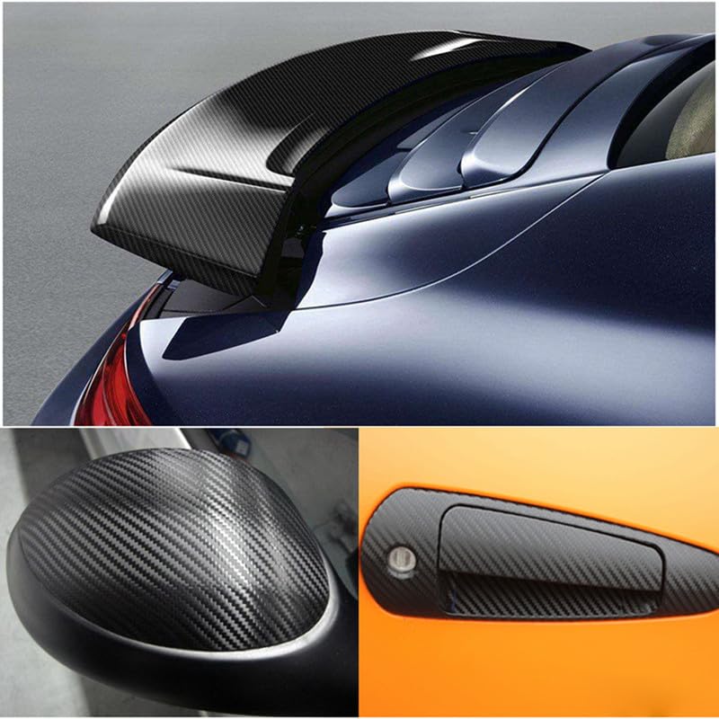 Rolka folii winylowej imitującej włókno węglowe, Okład winylowy 3D z włókna węglowego wielokolorowy 10-30x127 cm do motocykla samochodowego(Black,30cmX127cm)