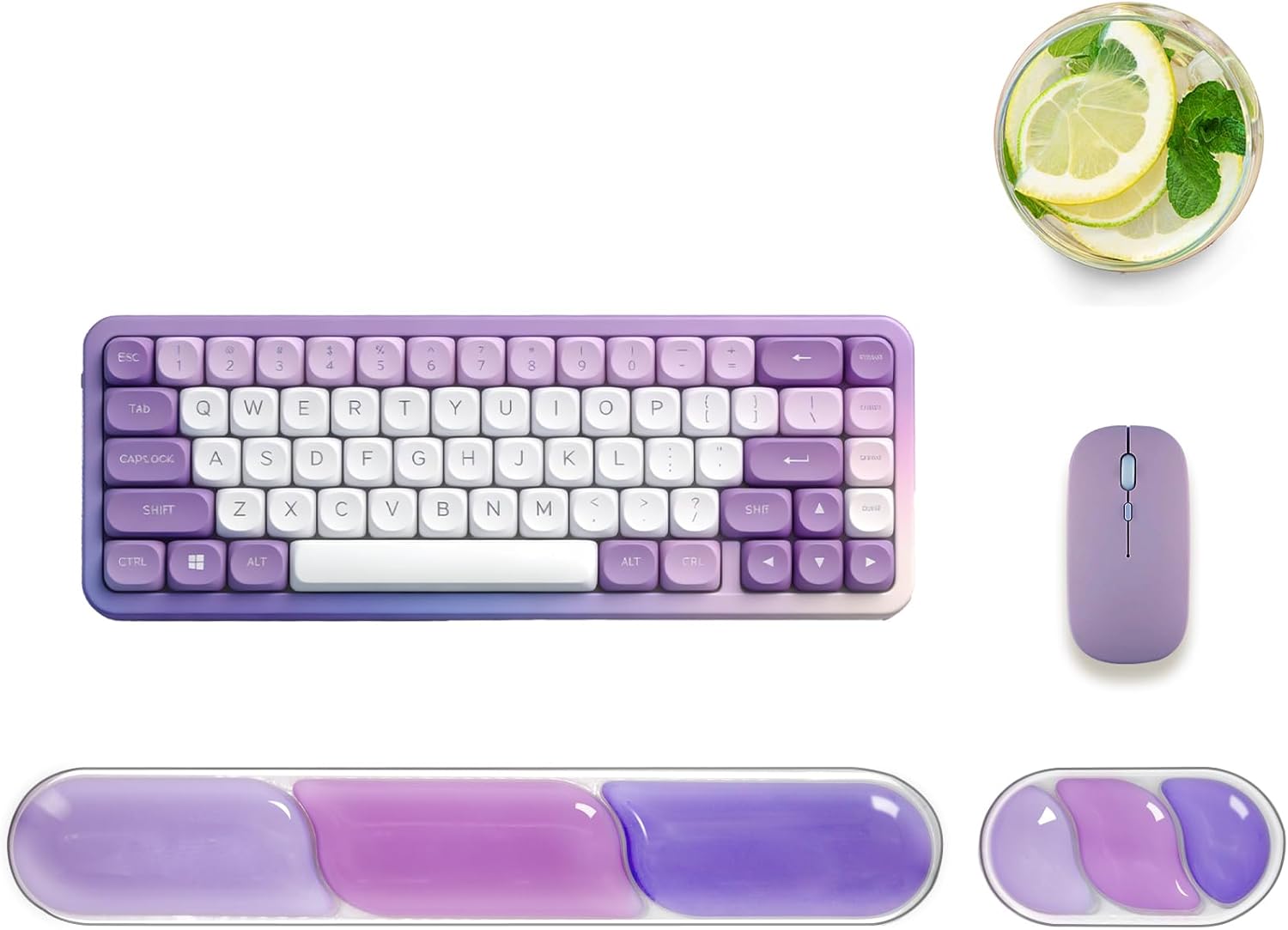 Gel Mouse & Keyboard Wrist Rest Set, 2 Pieces Computer Wrist Support, Ergonomic Wrist Rest for Typing Pain Relief,Cooling Wrist Pad with Anti-Slip Base,Purple Keyboard Pad for Work Home Office
