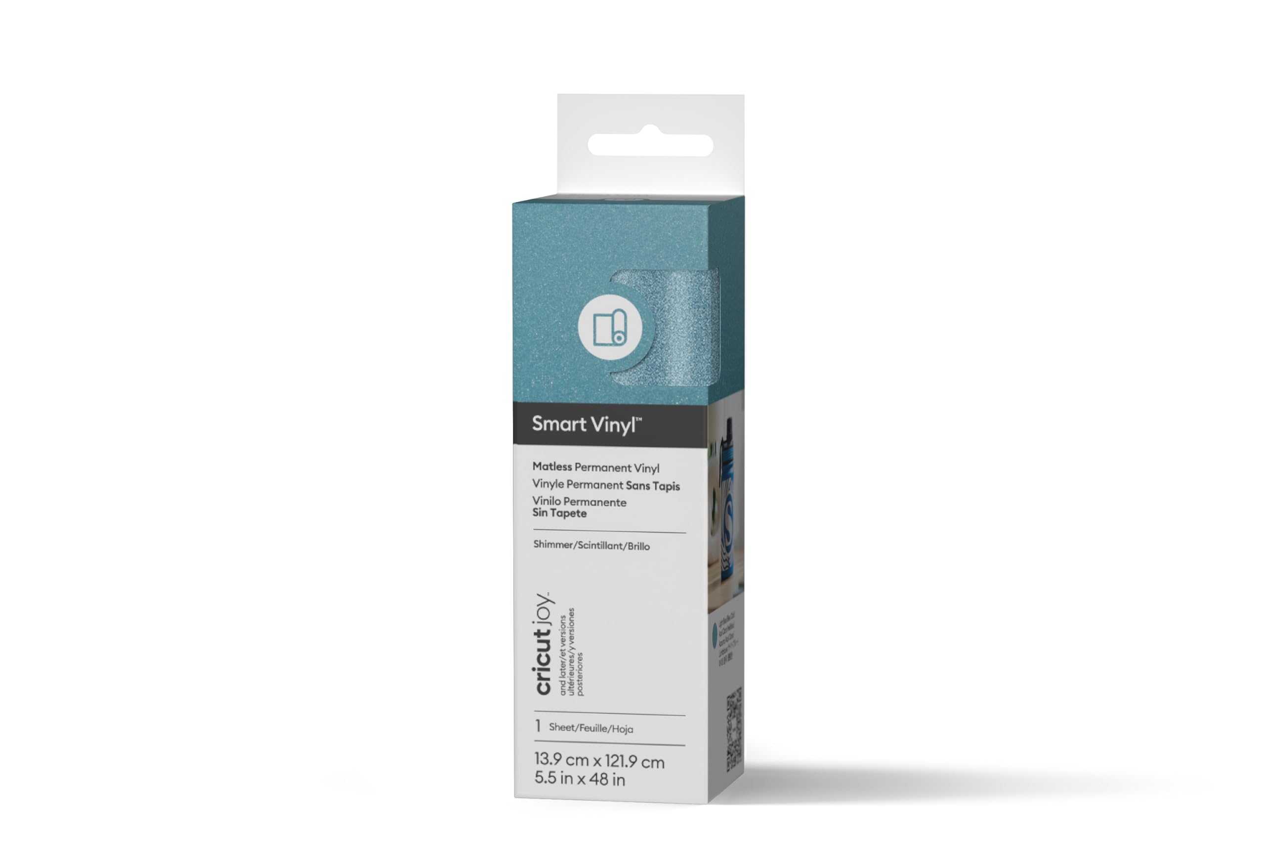 Cricut Joy Smart Permanent Vinyl, Shimmer Light Blue, 13.9cm x 1.2m, Self-Adhesive Vinyl Sheet | Ideal for Customising Mugs & DIY Crafts, for All Cutting Machines Joy Machine