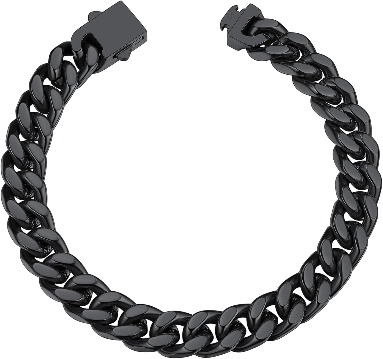 ChainsHouse Stainless Steel Cuban Link Bracelet for Men, 5mm/7mm/9mm/12mm Width, 7.5"/8.3"/9" Length, Black/18K Gold Plated Chain Wrist Bracelets for Men, with Gift Box