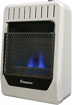 Review ProCom Heating ML200TBG Propane Gas Blue Flame Space Heater with Thermostat Control for Living Room, BedRoom, Home Office Use, 20000 BTU, Heats Up to 950 Square Feet, White