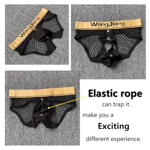 Men's Jockstrap Underwear Breathable Mesh Adjustable Underwears with Removeable Pouch Men Jock Strap Athletic Supporters Black4