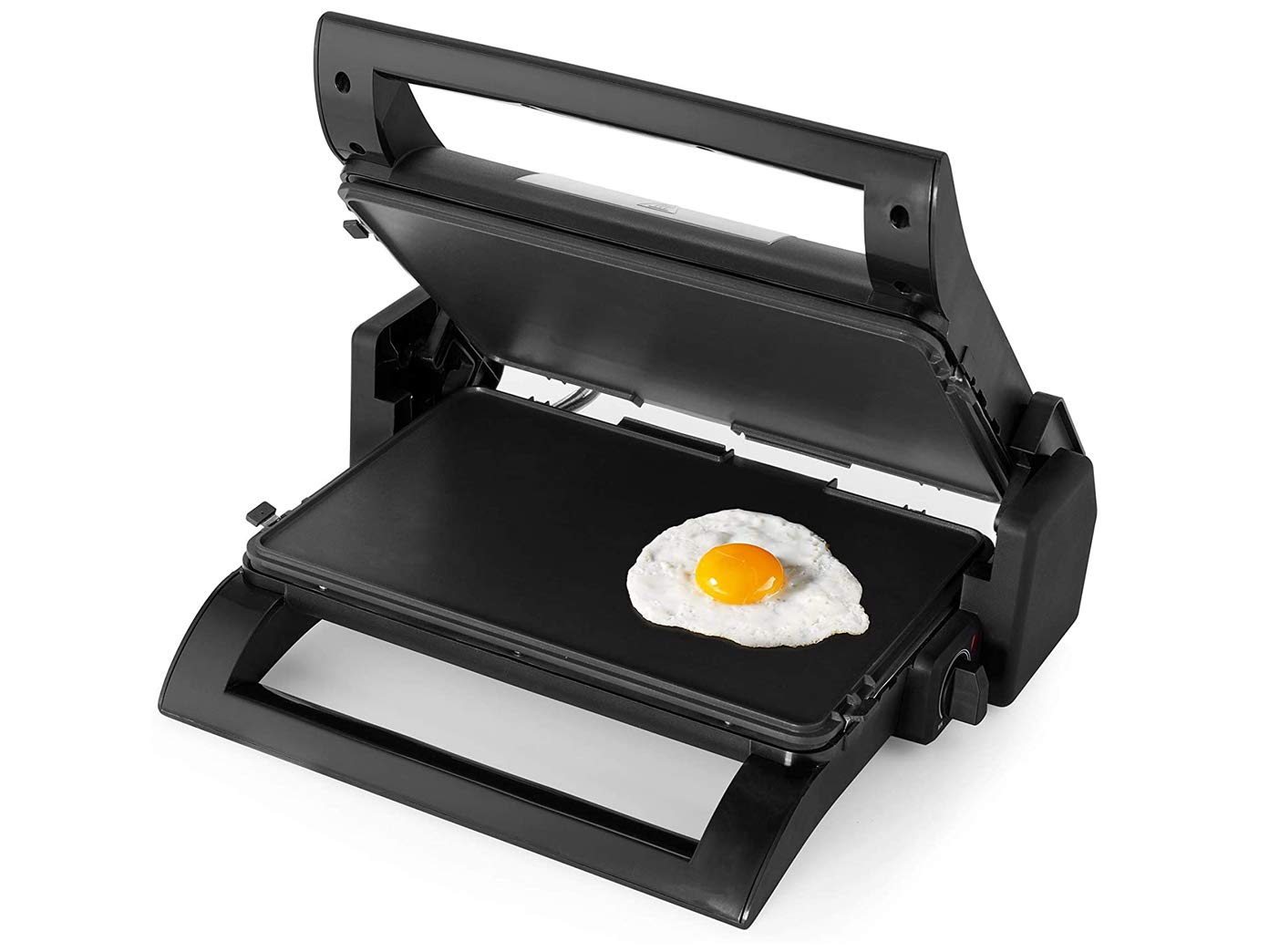 Griglia elettrica a contatto, piastra per waffle e panini 4 in 1, piastre intercambiabili, 31,5 x 21,5 cm, con pinza per barbecue