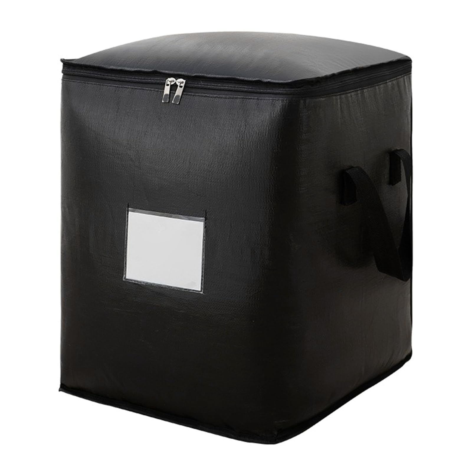 Obotsnoi Black Reusable Moving Storage Bag With Thickened Pp Fabric Oversized Capacity For Seasonal Clothes Bedding Foldable Design Reinforced Handle Moving Organizer