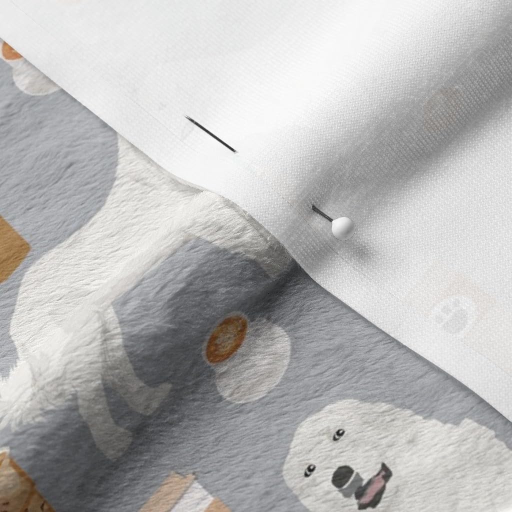 Spoonflower Fabric - Great Pyrenees Dogs Cute Coffees Best Coffee Latte Printed on Minky Fabric by The Yard - Sewing Baby Blankets Quilt Backing Plush