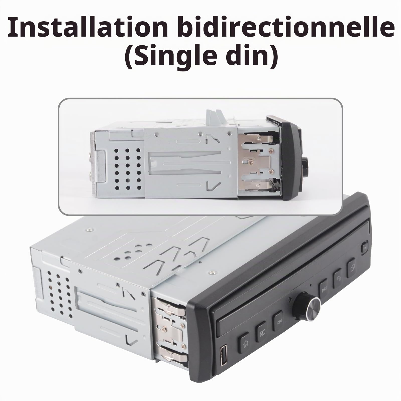 Autoradio Simple DIN avec écran escamotable, CarPlay sans Fil et Android Auto, autoradio Tactile avec écran Rabattable, qualité sonore de Niveau OEM, Bluetooth, FM RDS