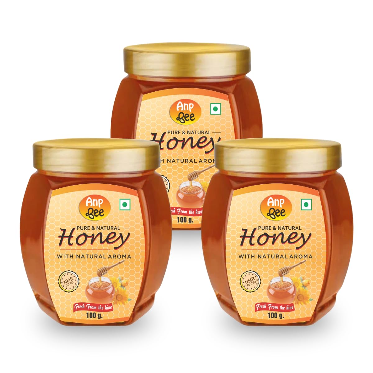 ANP BEE Raw Natural Honey 300gm (100gm x 3), Pure NMR Tested Unprocessed Premium Quality Original Multiflora Madhu/Shahad I Supports Weight Loss, Good for Heart Health I Plastic Bottle