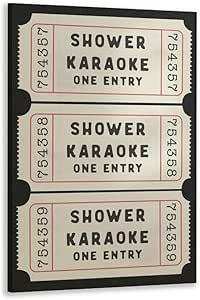 Amazon.com: Funny Shower Karaoke Ticket Print Bathroom Canvas Poster ...