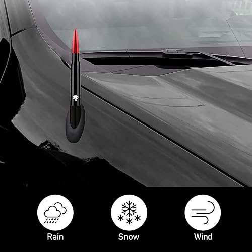 Miniatura 2 de gunhunt 1 antena de bala para automóvil, mástil de antena con patrón de calavera, accesorios resistentes para Chevy Silverado 1500 2500 3500 HD