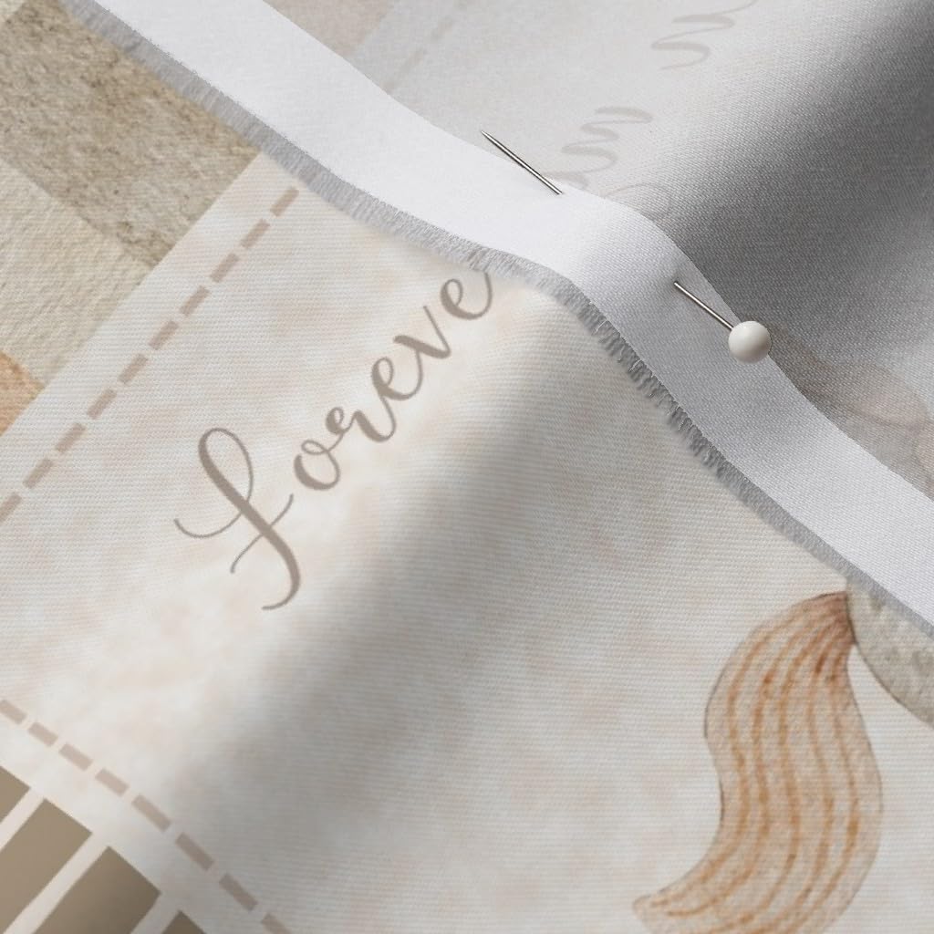 Spoonflower Fabric - Neutral Baby Cheater Quilt Beige Blocks Nursery Gender Wholecloth Printed on Organic Cotton Sateen Fabric by The Yard - Sewing Quilting Apparel Home Decor