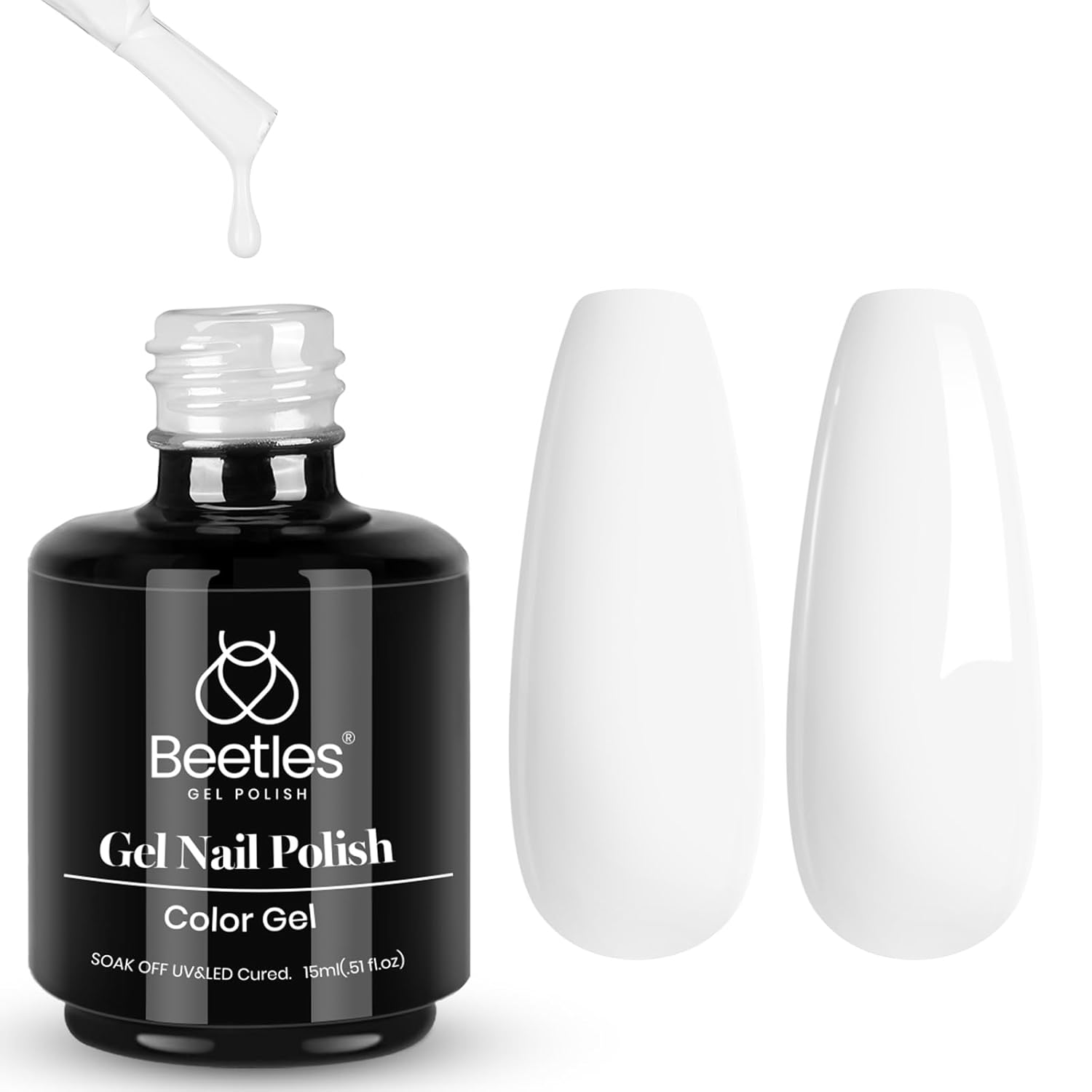 Beetles White Gel Nail Polish,15ml Summer Soak Off UV Gel Polish French Nail Art Manicure Salon DIY Design at Home Gift for Woman