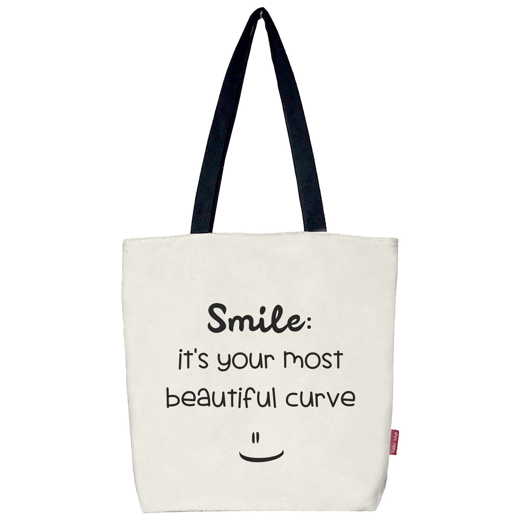Hello-bags Borsa Tote In Cotone Con Cerniera E Fodera 37x38 Cm | Modello IAMPETALS Nero