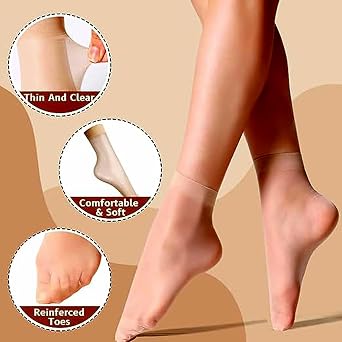 Women's 4-10 Pairs Sheer Ankle Nylon Socks Soft Hosiery Girl's Ballet Thin Seamless Silk Without Heel.