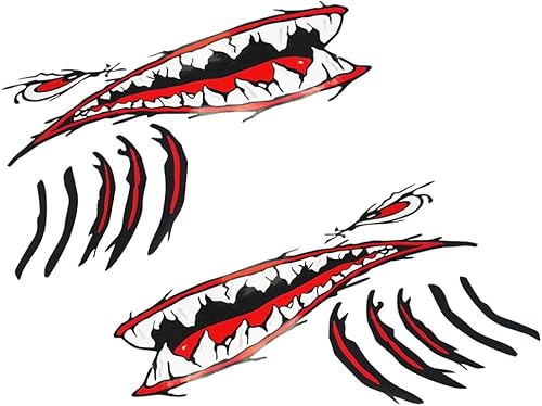 Miniatura 9 de MagiDeal 2 calcomanías impermeables para boca, ojo, kayak, pesca, barco, ventana, laptop, calcomanías