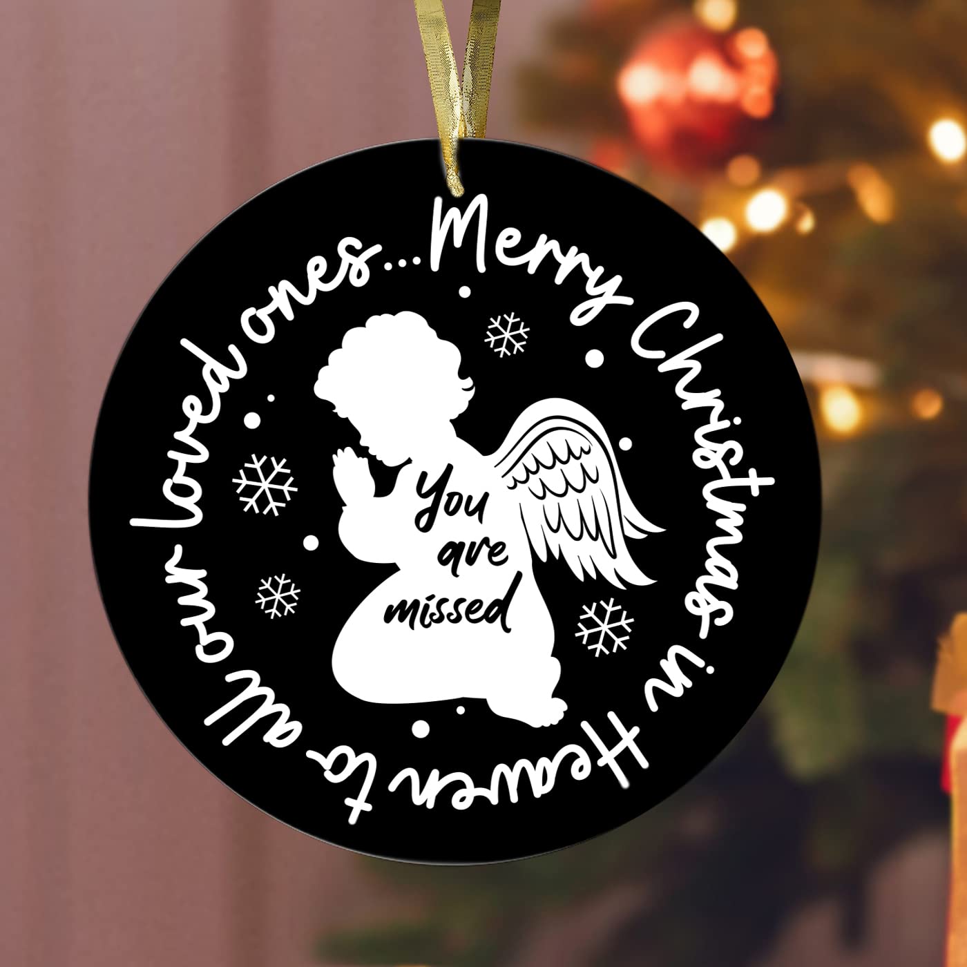 Merry Christmas in heaven Poem Ornament Xmas Tree hanging Decoration Memorial Plaque Gift in memory of loved ones in heaven christmas decoration for christmas tree - Image 3