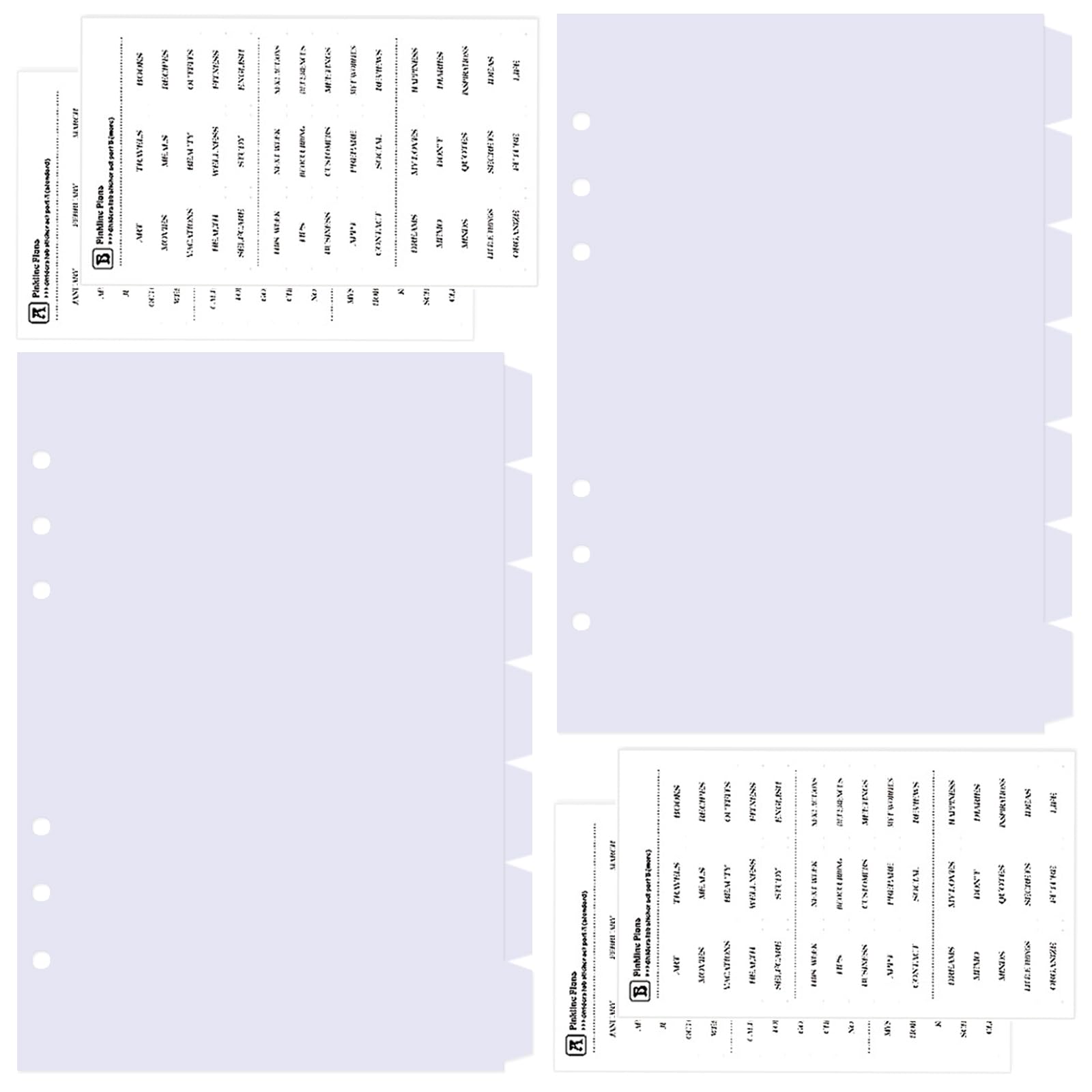 DY.2ten White Binder Dividers for 6-Holes Ring Binder, 1/7 Cut Tabs, A5 Size, Sturdy Plastic Dividers with 7 Tabs for School Office Home, 2 Sets, 14