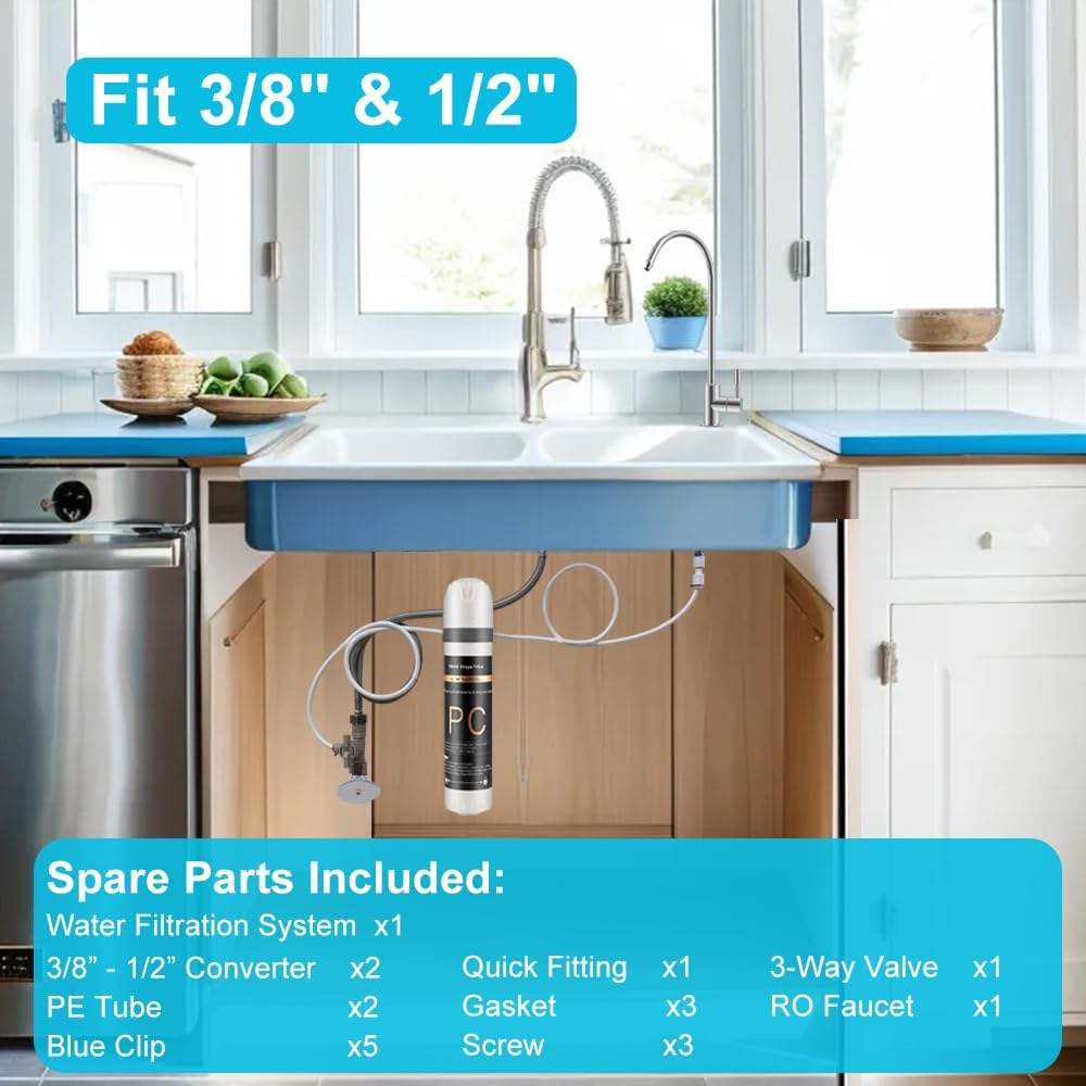 WINGSOL 12" Under Sink Water Filter with Faucet and Quick Connect