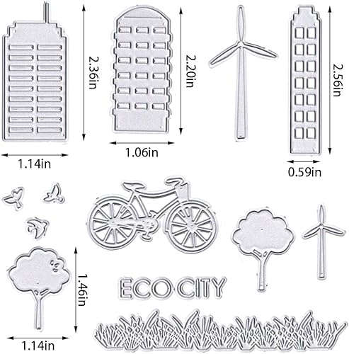 Miniatura 2 de Troqueles de corte de metal de ciudad para hacer tarjetas, fondo de edificios altos, troquelados, palabras de ciudad, bicicleta, casa, estampado,