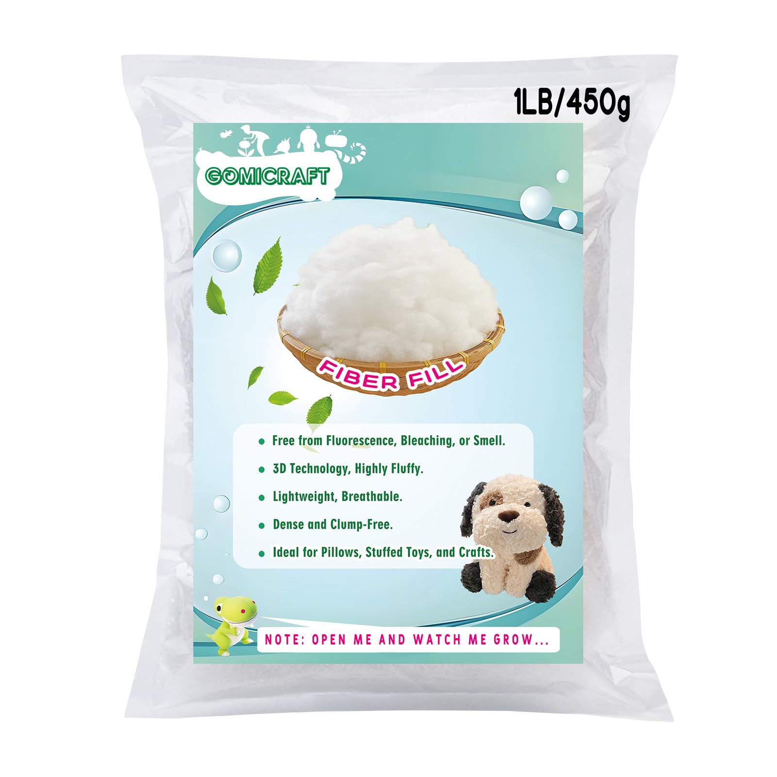 GOMICRAFT Fiberfill Stuffing for Crochet Animals 1 0lb 450g for Crafts Cushion and Clouds Premium Quality Fiber Fill