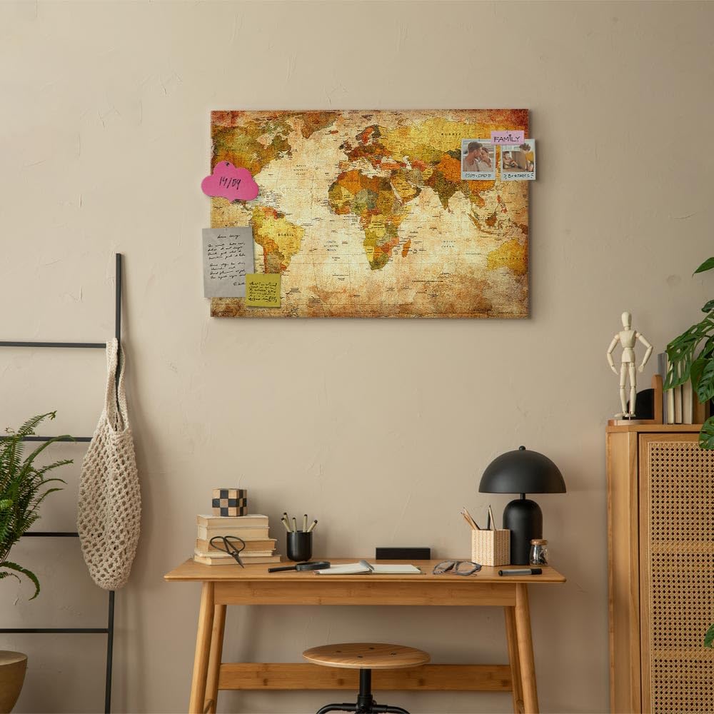 murando - Pinnwand Kontinent Landkarte Karte, 120x80 cm, Geschenkidee, Büro