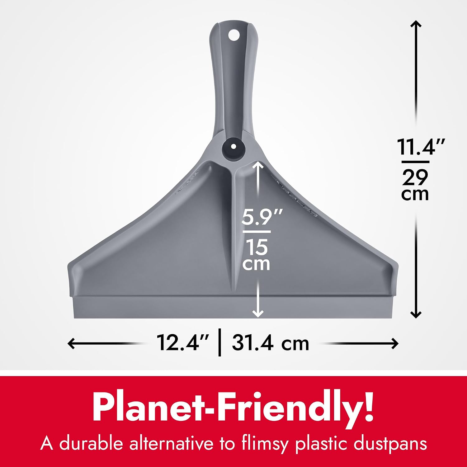 Dustpan by Ravmag- Solid Natural Silicone Rubber Construction- Stand Up Design (Short Handle)