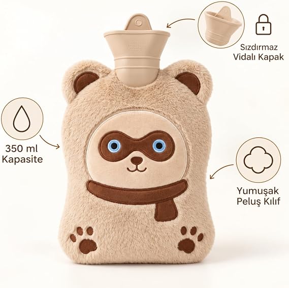 Deinhaus Mini Sıcak Su Torbası - Yumuşak Örgü Kılıflı El Isıtıcısı - Karın ve Regl Ağrıları İçin Taşınabilir Mini Boy - 350 ml