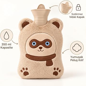 Deinhaus Mini Sıcak Su Torbası - Yumuşak Örgü Kılıflı El Isıtıcısı - Karın ve Regl Ağrıları İçin Taşınabilir Mini Boy - 350 ml