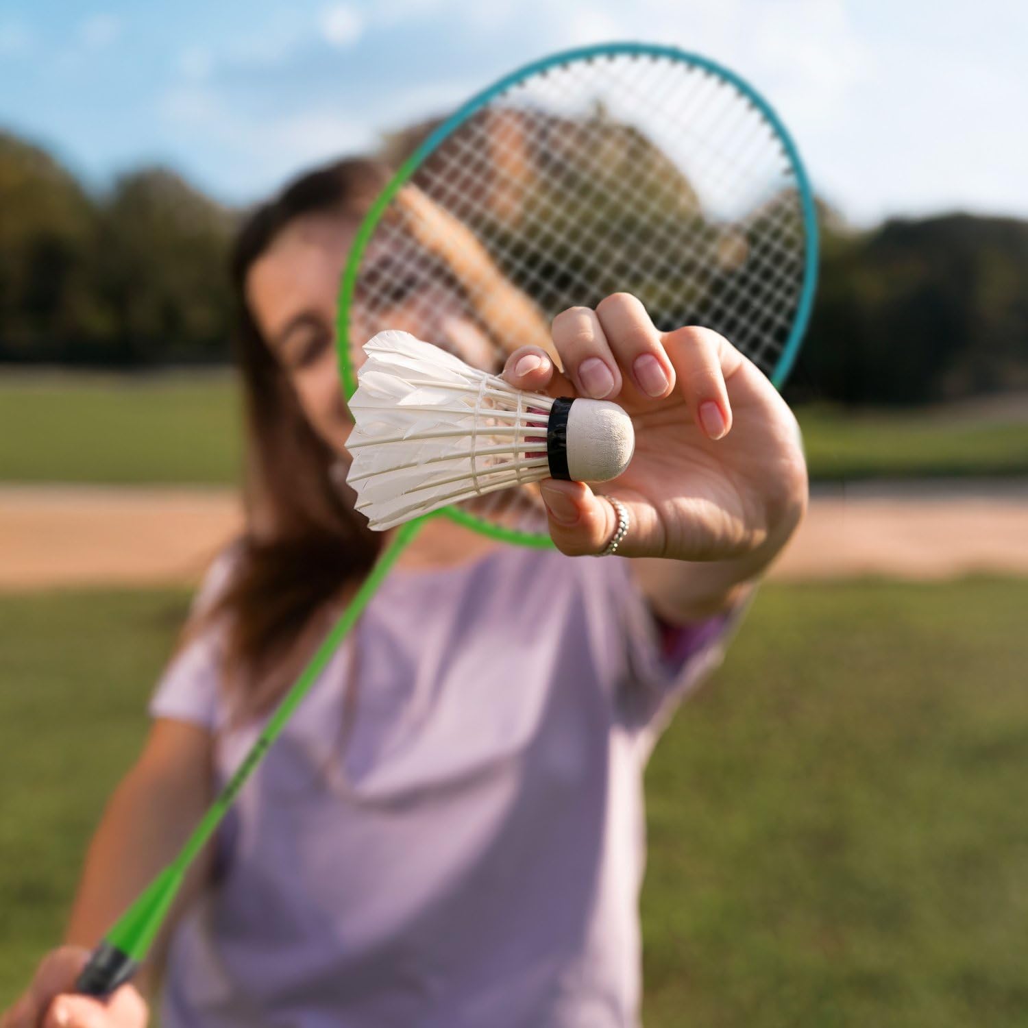 Set de Badminton con 2 Raquetas y 6 Volantes, Incluye Bolsa de Transporte