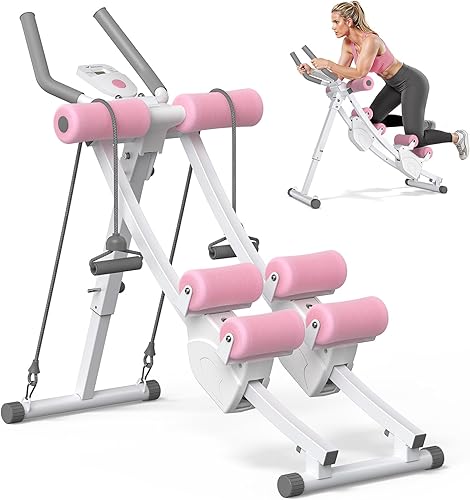 Vista 11 de MERACH Máquina de abdominales, máquina de entrenamiento de abdominales ajustable, equipo de entrenamiento AB para gimnasio en casa, pistas dobles