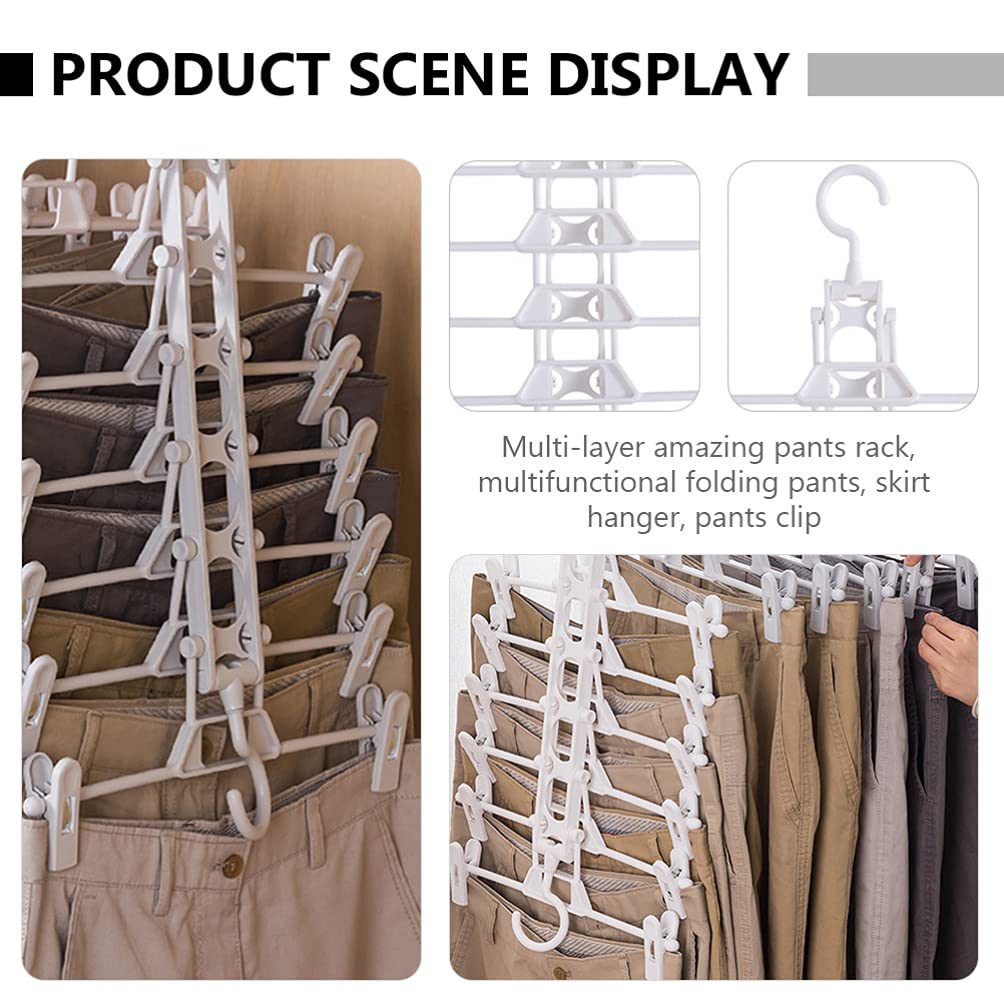 Unomor 1pc Multifunctional Folding Pants Rack Wardrobe Clothes Rack Skirts Clips Rack