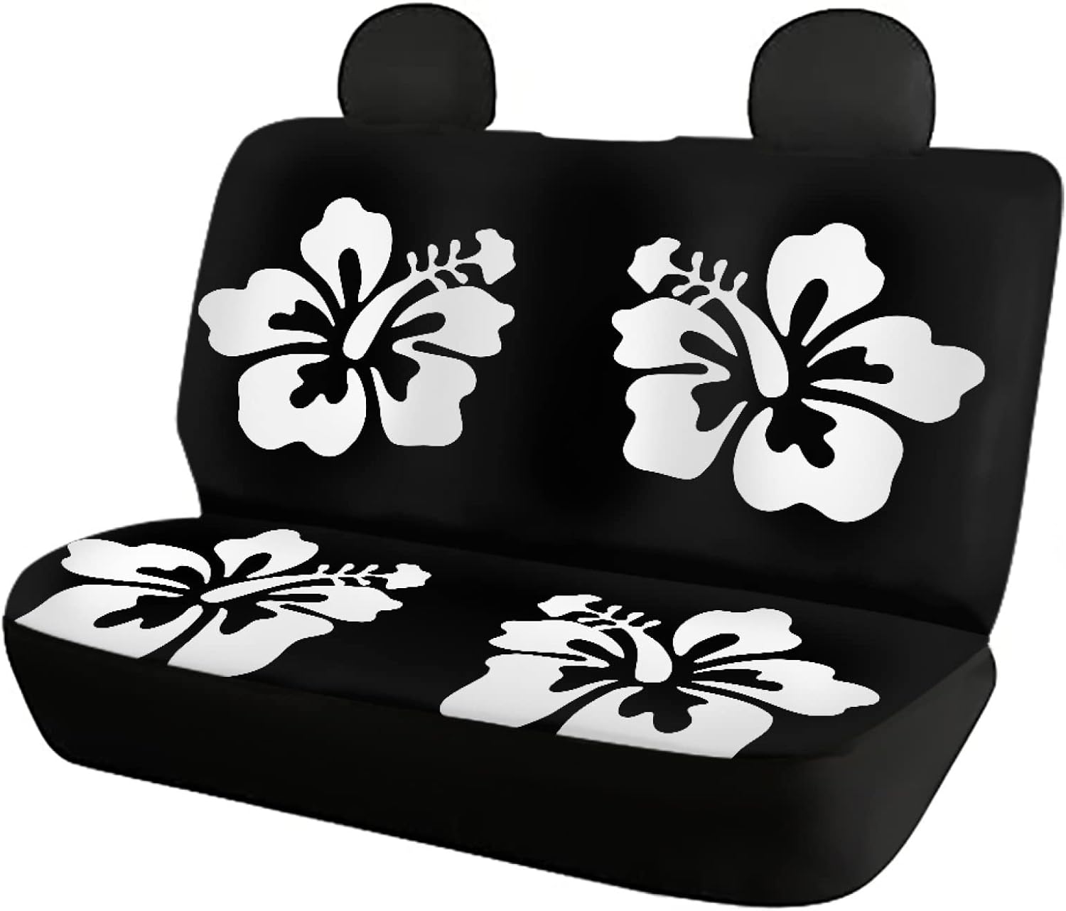 Foruidea Car Seat Cover Full Set White Hibiscus Flower Car Seat Covers for Car Auto Seats Protector Front and Rear Bench Seats Fit Most Cars,SUV,Sedan,Trucks