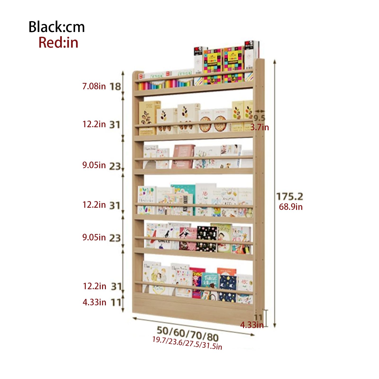 Libreria Stretta Dietro la Porta Libreria in Legno di Piccole Dimensioni a Forma di L con Bordo Approfondito Dotata di Battiscopa Adatta per Essere Posizionata Dietro le Porte o negli Ingre 6F 31.5in