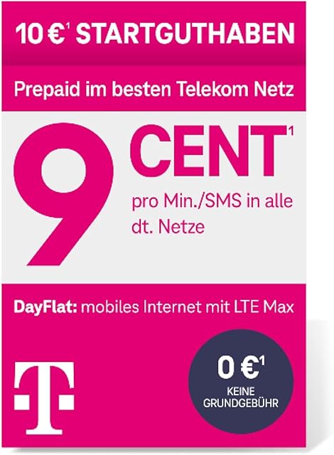 Deutsche Telekom Prepaid 10 EUR, Karta SIM, 8 GB,