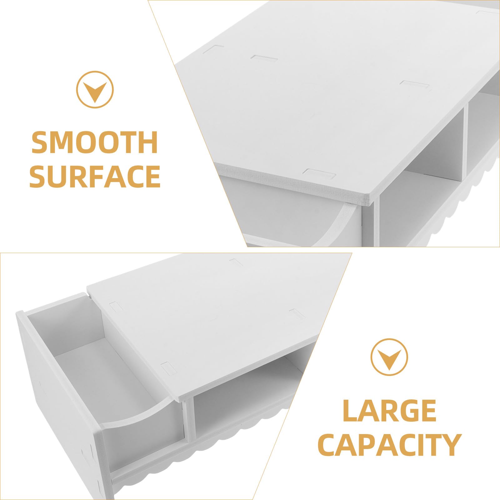 Étagère de Bureau pour Écran, Tiroir en PVC Support Blanc