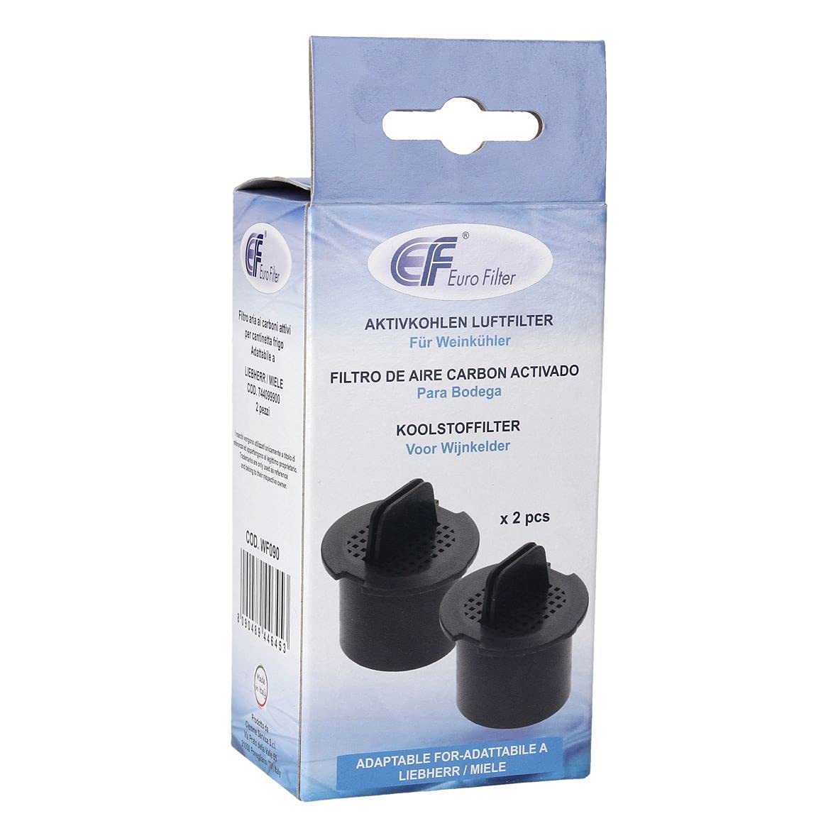 WF090 Lot de 2 filtres à charbon actif 51 mm Pour cave à vin Compatible avec Liebherr 7433243 Bosch Siemens 00467217 467217 Miele 9447051