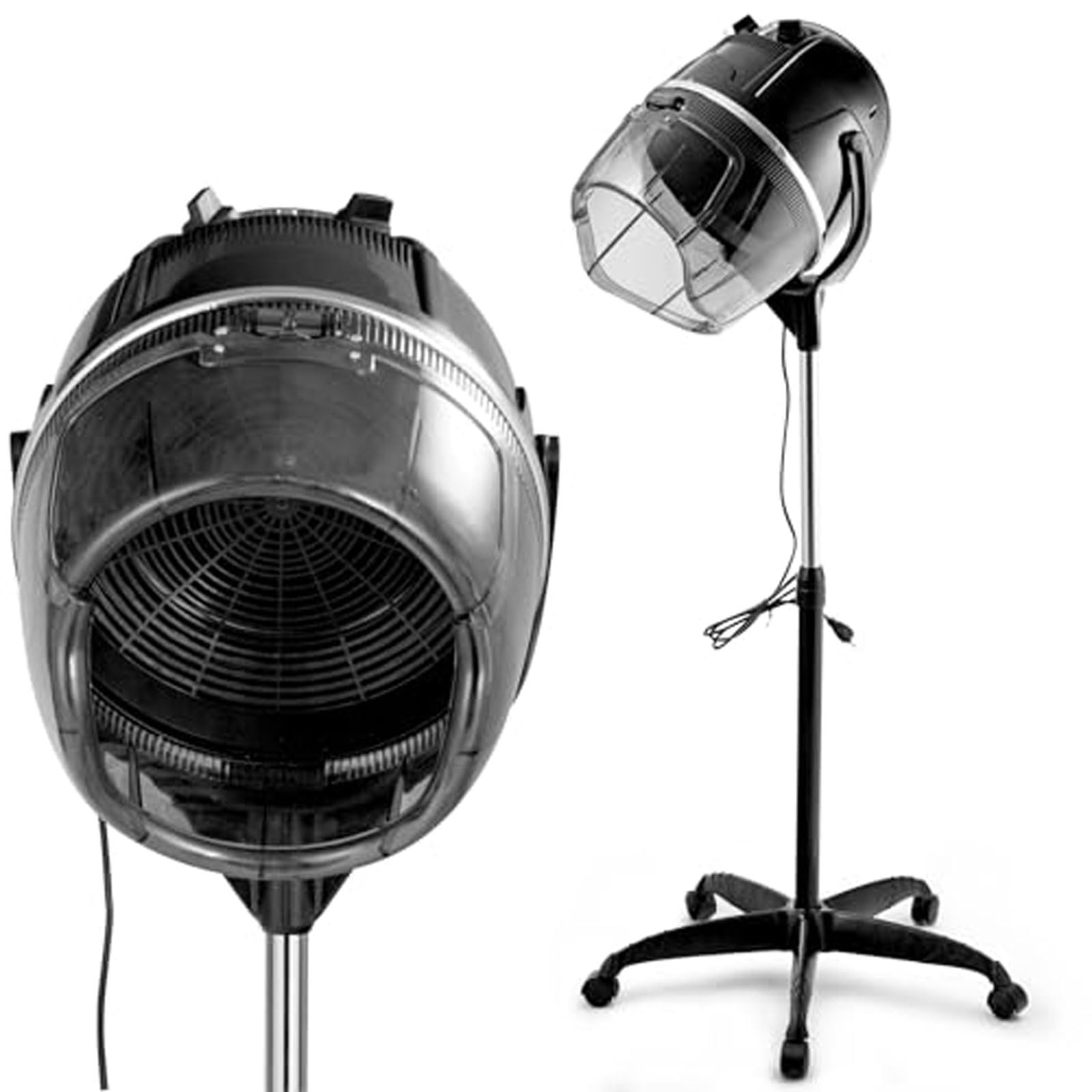 Professional Hooded Hair Dryer Portable Floor Stand Hairdryer with Timer Temperature Control Adjustable Bonnet Dryer with Mobile Stand