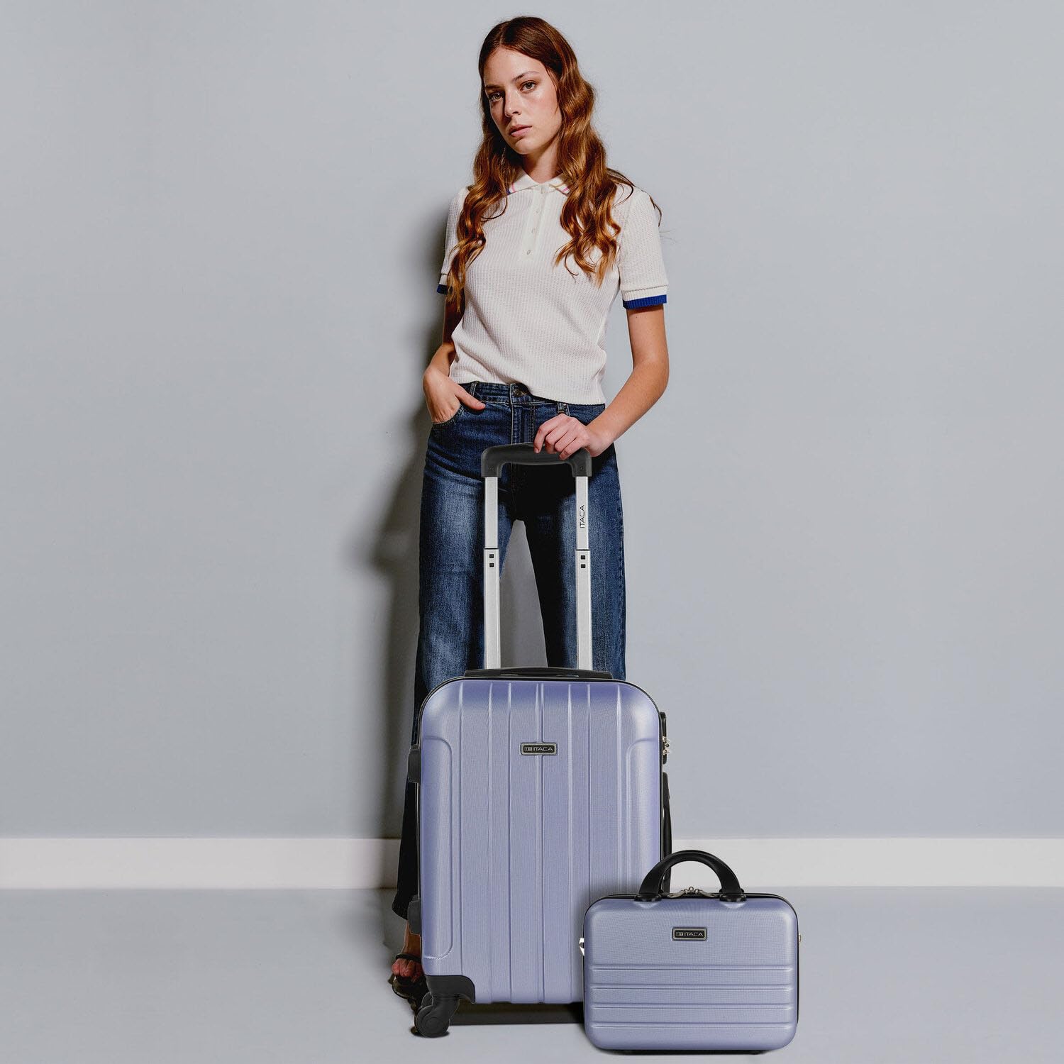 ITACA - Maleta de Cabina 55x40x20 - Maletas De Viaje Cabina Rígidas Trolley con 4 Ruedas Dobles para Avion Ligera Equipaje De Mano Candado de Combinación. Compatible Ryanair, Malva — view 2