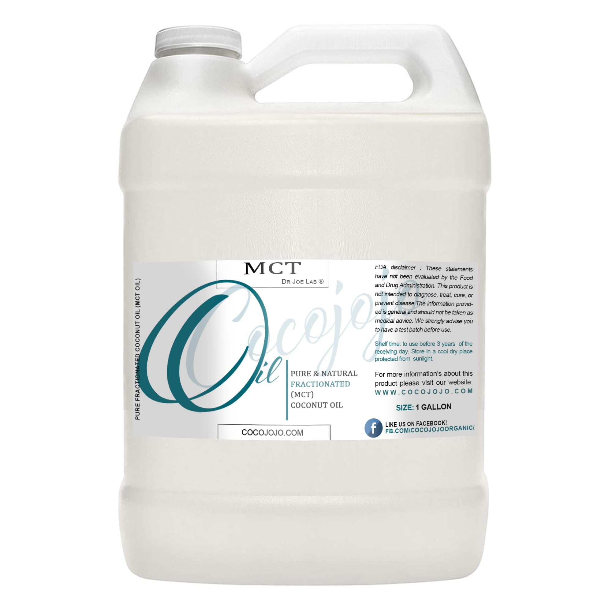 Pure Fractionated Coconut Oil - Steam Distilled, Pure, Fractionated - Perfect for Skin, Face, Hair, Nails - (1 Gallon)' for ASIN 'B07D8K9L5P' in the Amazon catalog