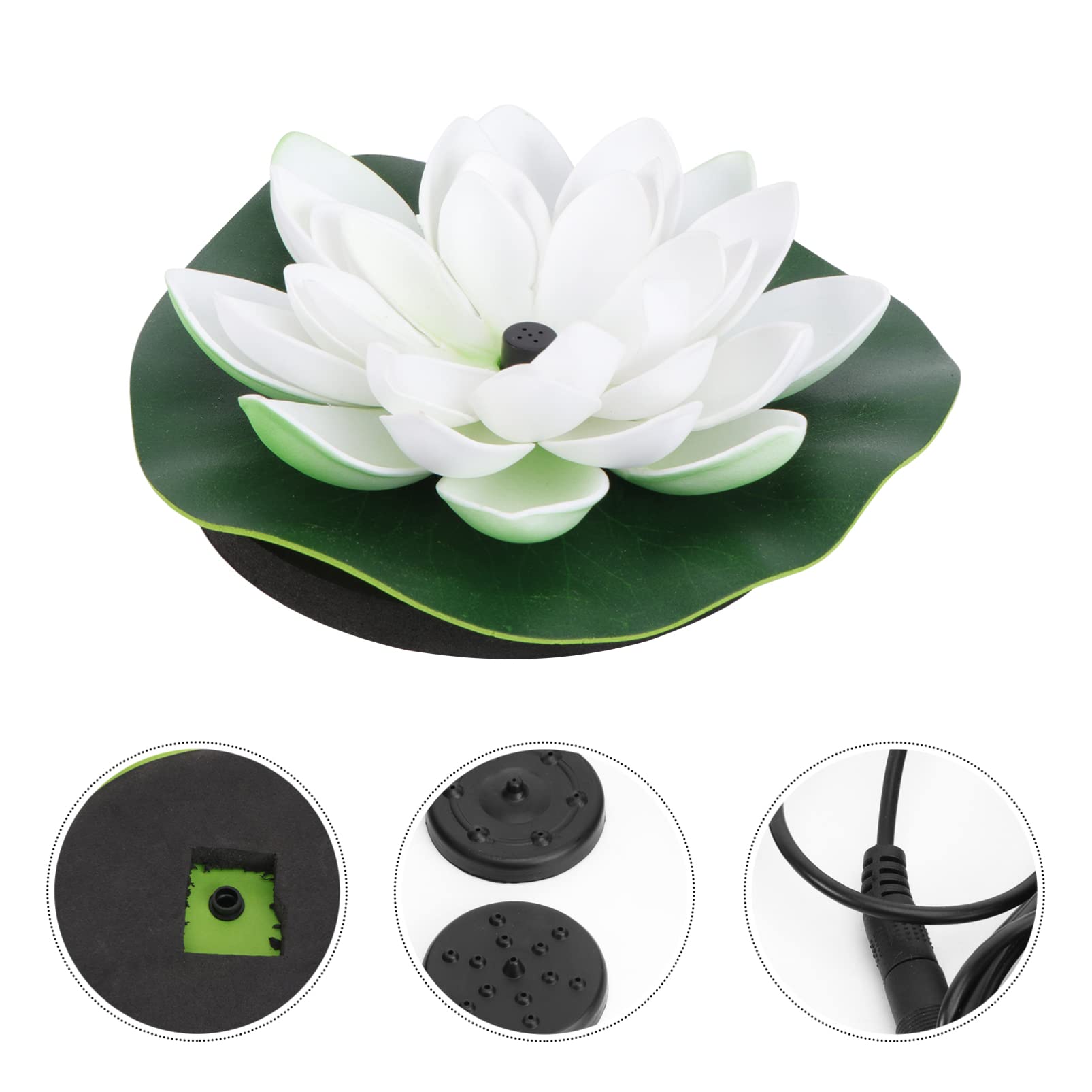 BESTonZON Fuente Decorativa Solar Bomba de Agua Flotante en Forma de Loto para Estanques Pequeños, Circulación de Agua y Oxígeno, Hecha de Plástico Blanco