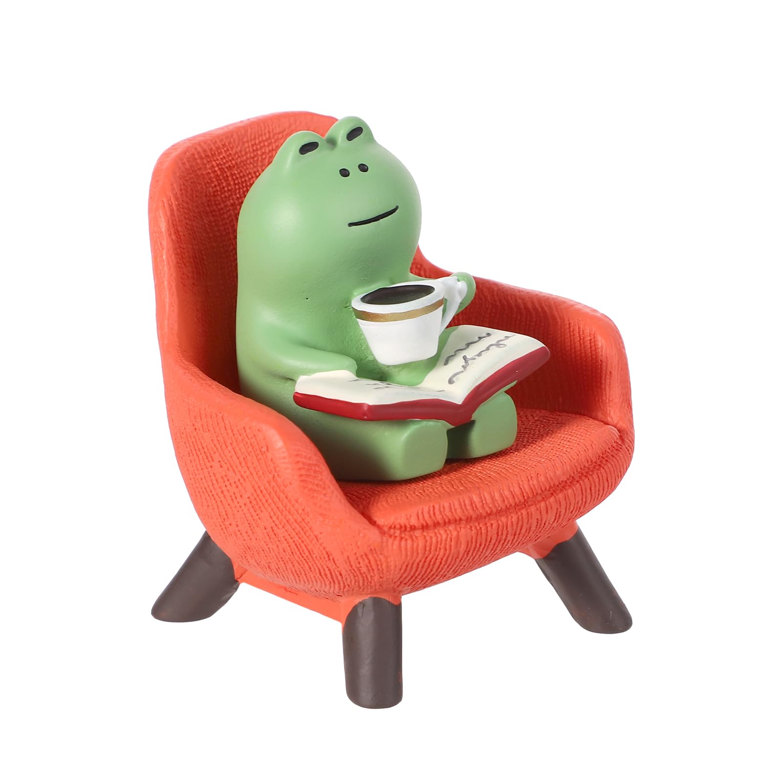 Niedliche Schreibtischfigur – Frosch Isst Popcorn Auf Stuhl, Dekoration Für Büro & Zuhause, Rosa