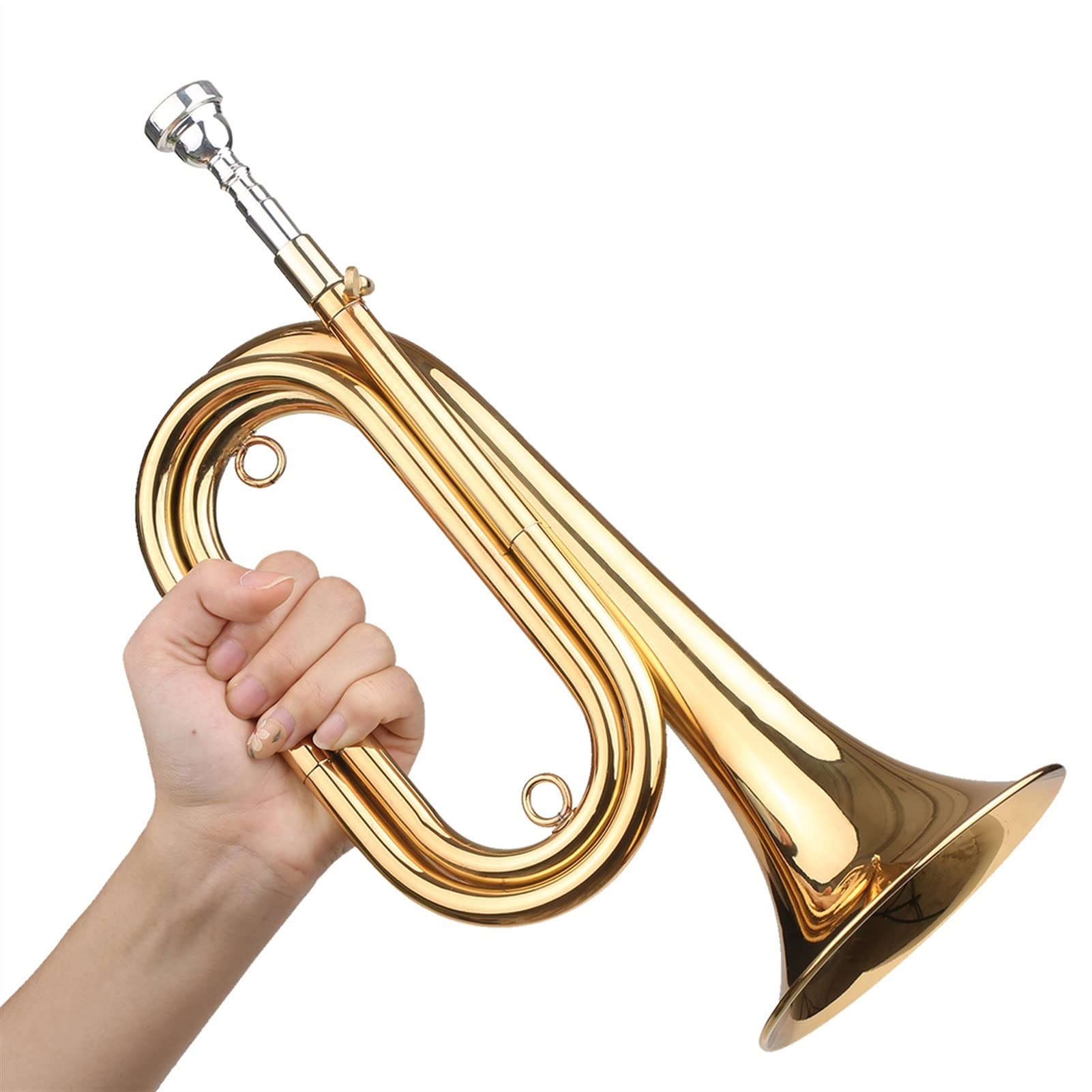 Corne De Cavalerie En Laiton Doré - Trompette Bugle Avec Embouchure 7C Pour Orchestre Militaire